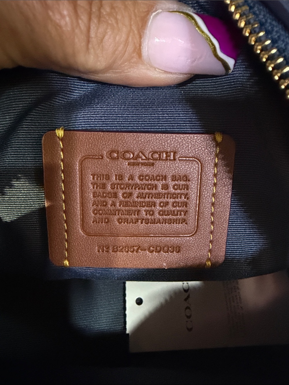 Coach Mini Rowan Crossbody Bag in Signature Denim with tan leather trim NWT - Picture 5 of 5